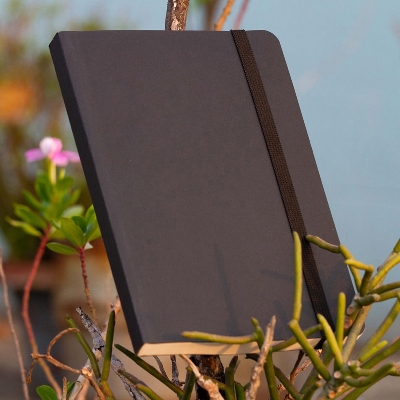 Picture of Daily Journal Dotted Black Notebook with Elastic Band