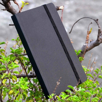 Picture of Daily Journal Dotted Black Notebook with Elastic Band