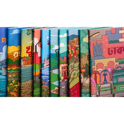 Picture of Dhaka, Chattogram Notebook(Heritage & Ocean), Sylhet, Barisal, Khulna, Rajshahi,  Mymensingh, Rangpur, Padma Bridge Notebook 10-Pack