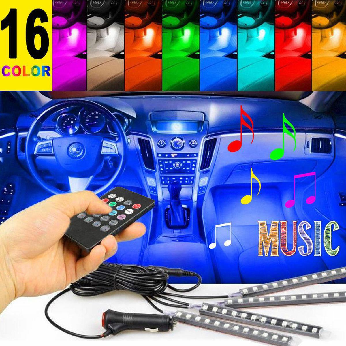 Picture of Auto Addict Car LED Strip Light 4pcs 48 LED DC 12V Multicolor Music Car Interior Light LED