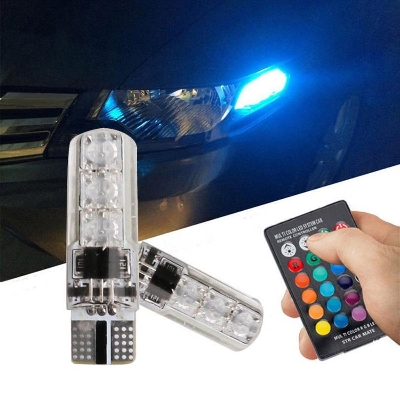 Picture of Auto LED Light Multi Color RGB LED Wedge Interior Strobe Light Remote Control Car Bulbs