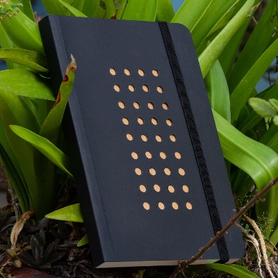 Picture of Daily Journal Black (Punch-Kraft) Dotted Grid Notebook with Elastic Band