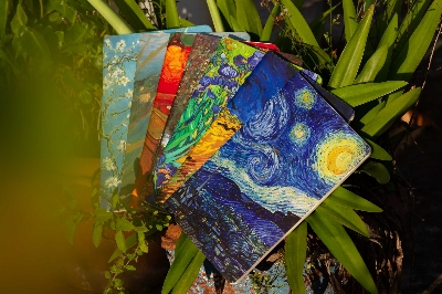 Picture of Starry Night, Almond Blossoms, Irises, Poplars near Nuenen, The Night Cafe, Wheatfield with Crows & The Kingfisher Notebook 7-Pack