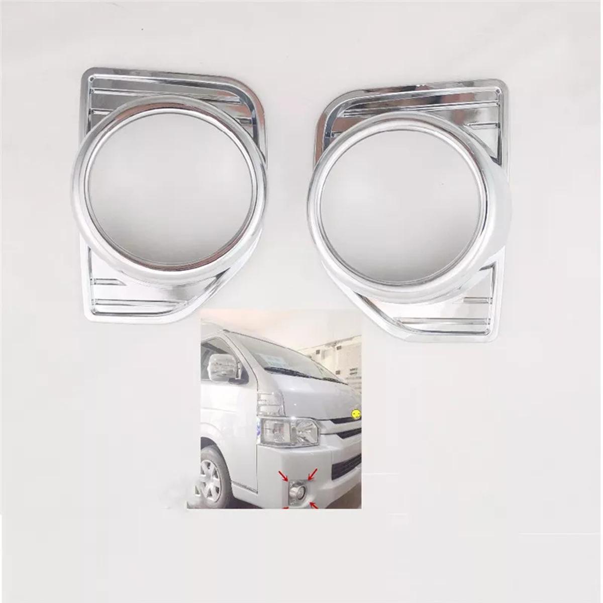 Picture of Chrome Front Fog Light Cover Trims Head Fog Lamp Frame For toyota hiace 2016