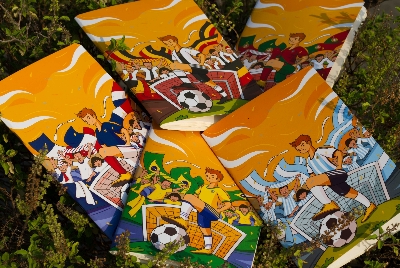 Picture of World Cup Football Team Argentina, Brazil, France, Germany, Portugal Notebook 5-Pack