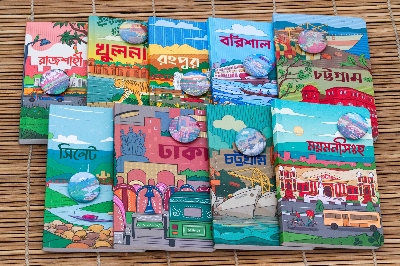 Picture of Work Size Division Series Dhaka, Chattogram (Heritage & Ocean), Sylhet, Barisal, Khulna, Rajshahi, Mymensingh & Rangpur Notebook with Badge 9-Pack