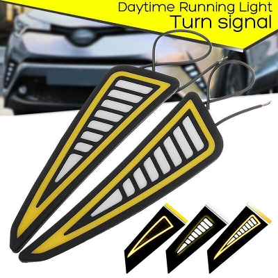 Picture of Car LED Bumper Strip COB Daytime Running Light Yellow Turn Signal DayLight DRL