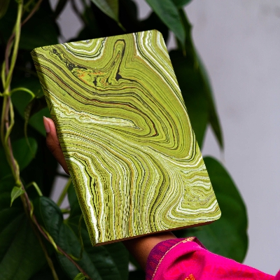 Picture of Olive Green Texture Notebook (Jute Handmade Board Cover)