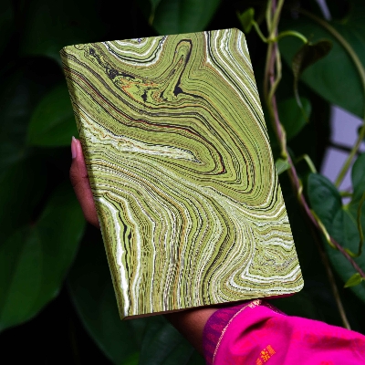 Picture of Olive Green Texture Notebook (Jute Handmade Board Cover)