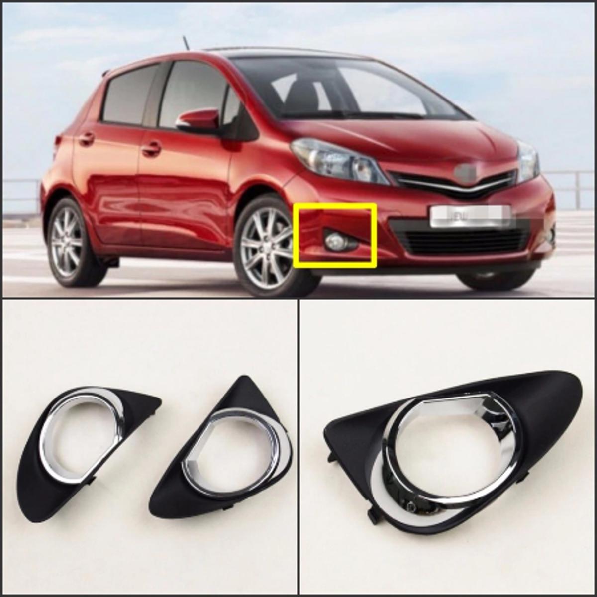 Picture of 2pcs Kit Car Black Front Left + Right Bumper Fog Light Lamp Cover for Toyota Vitz 2010-2014