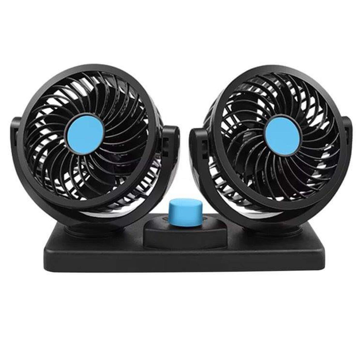 Picture of 12V DC Electric Car Fan Rotatable 2 Speed Dual Head with 9FT Cord Quiet Strong Dashboard Cooling Vehicle Fan for SUV Trucks