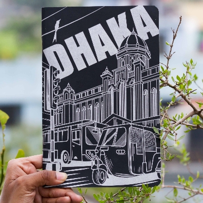 Picture of Dhaka (Line) Black Silver Cover Notebook (SN202309382)