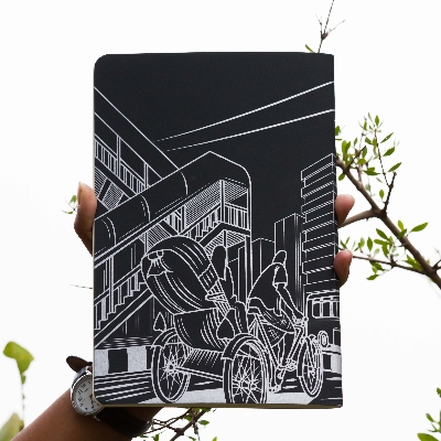 Picture of Dhaka (Line) Black Silver Cover Notebook (SN202309382)