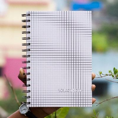 Picture of Designer Series White Grid Print Spiral Grid Graph Notebook