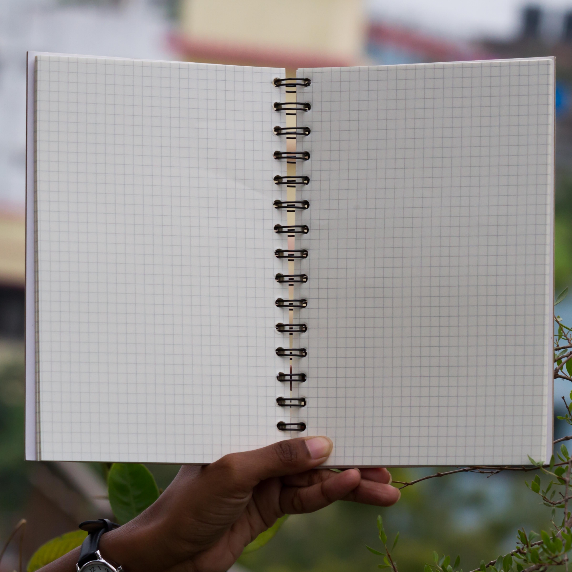 Picture of Designer Series White Grid Print Spiral Grid Graph Notebook