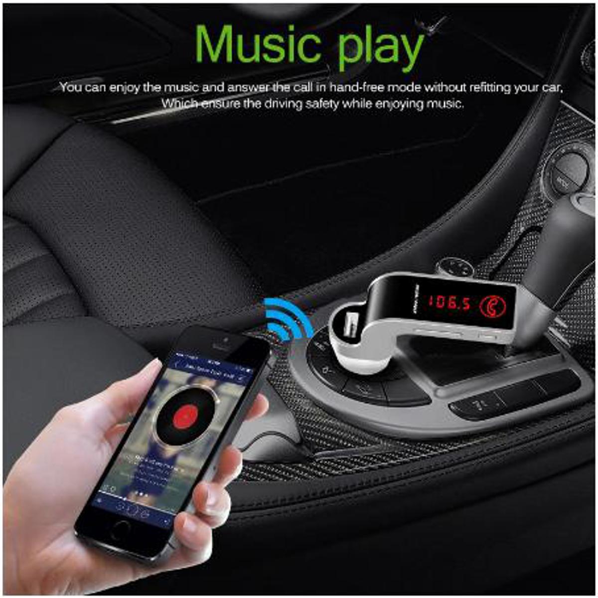 Picture of 4-in-1 Hands Free Wireless Bluetooth FM Transmitter G7 + AUX Modulator Car Kit MP3 Player SD USB LCD Car Accessories