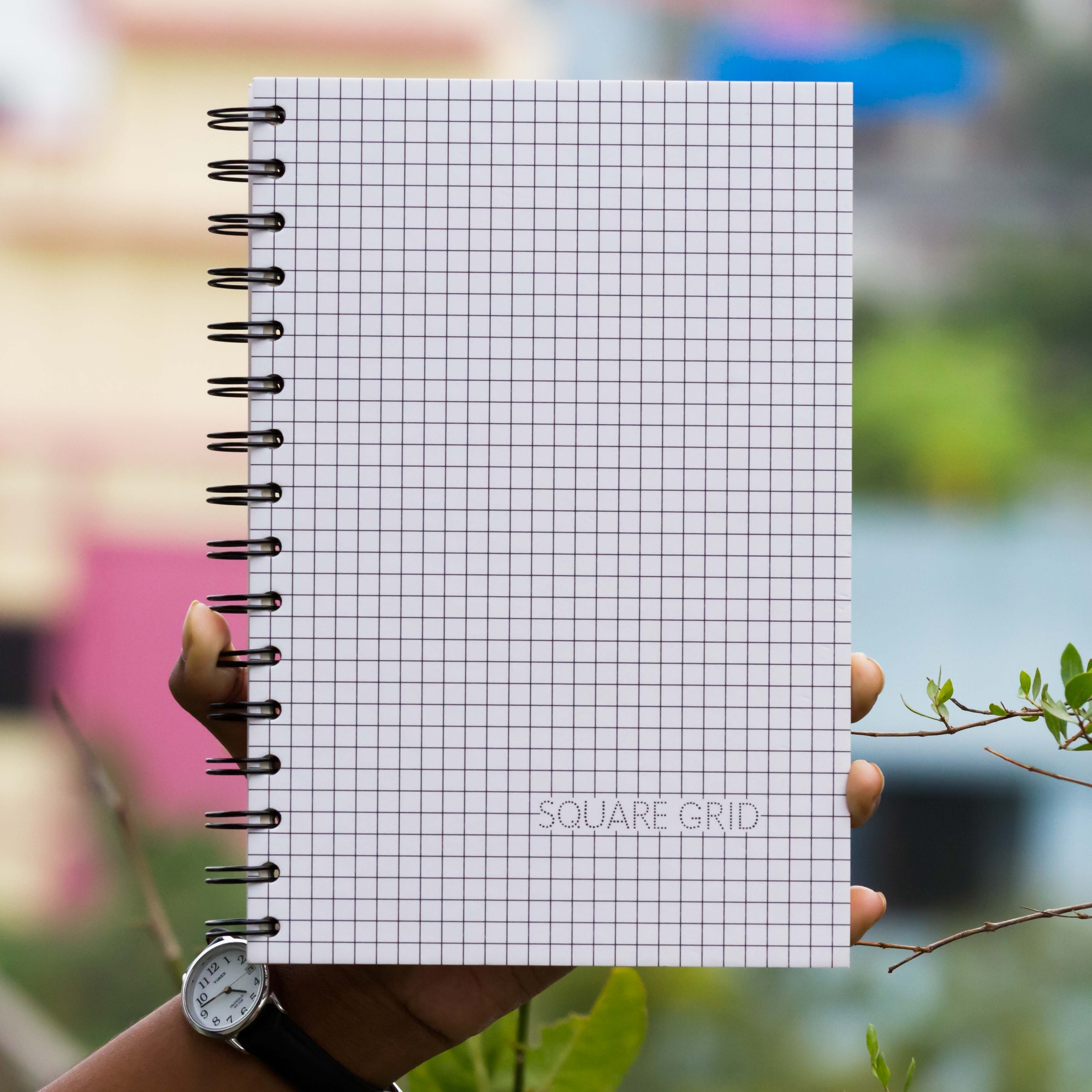 Picture of Designer Series White Grid Print Spiral Grid Graph Notebook