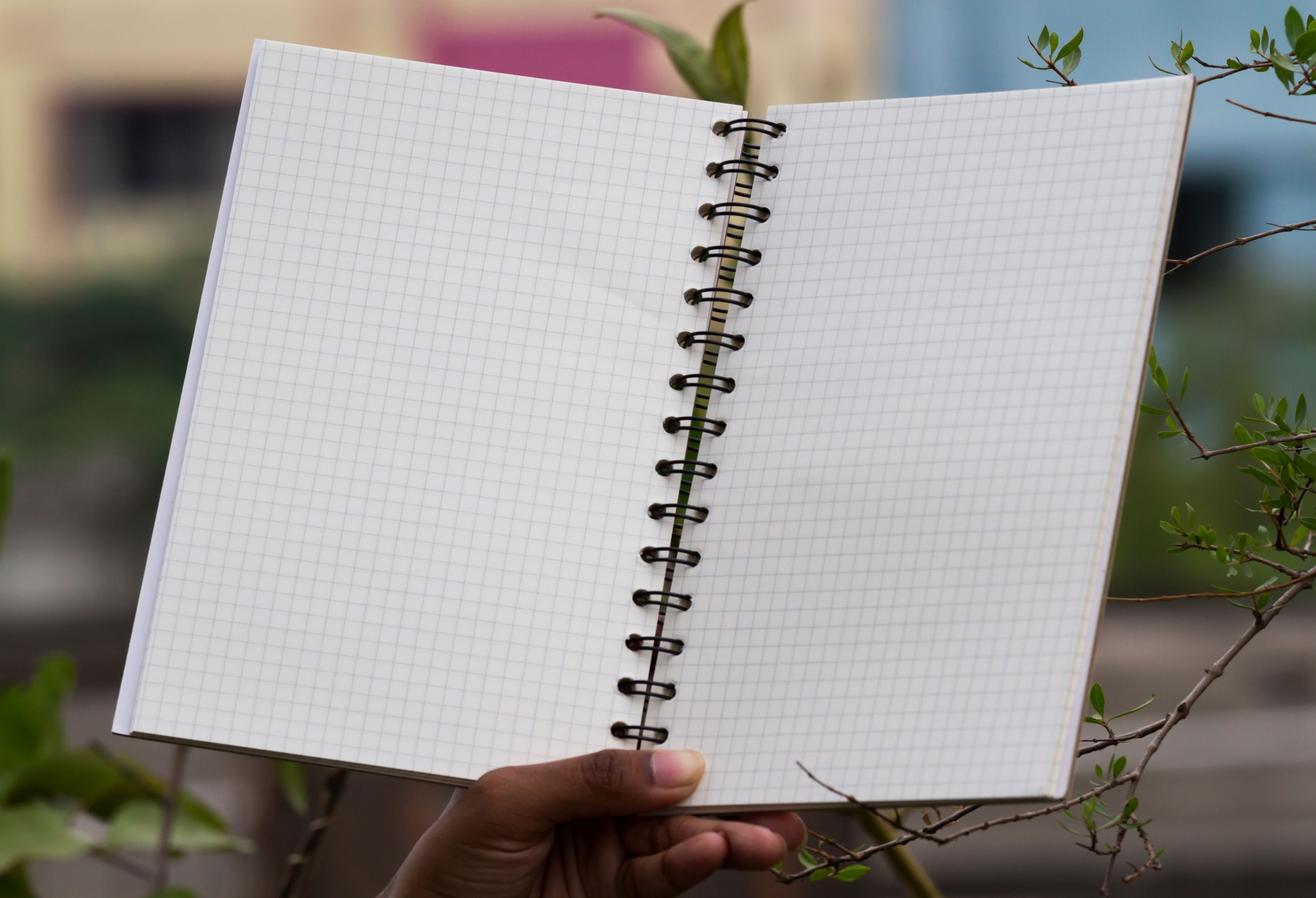 Picture of Designer Series White Grid Print Spiral Grid Graph Notebook