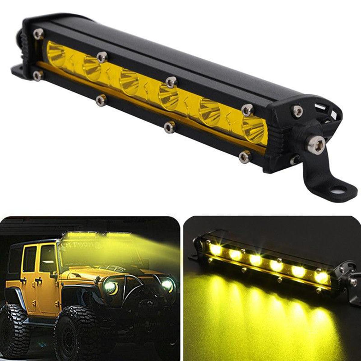 Picture of 2Pcs 18W 6 LED Car Light Bright Light Spot Work Bar Driving Fog Offroad Truck Car Lamp Yellow