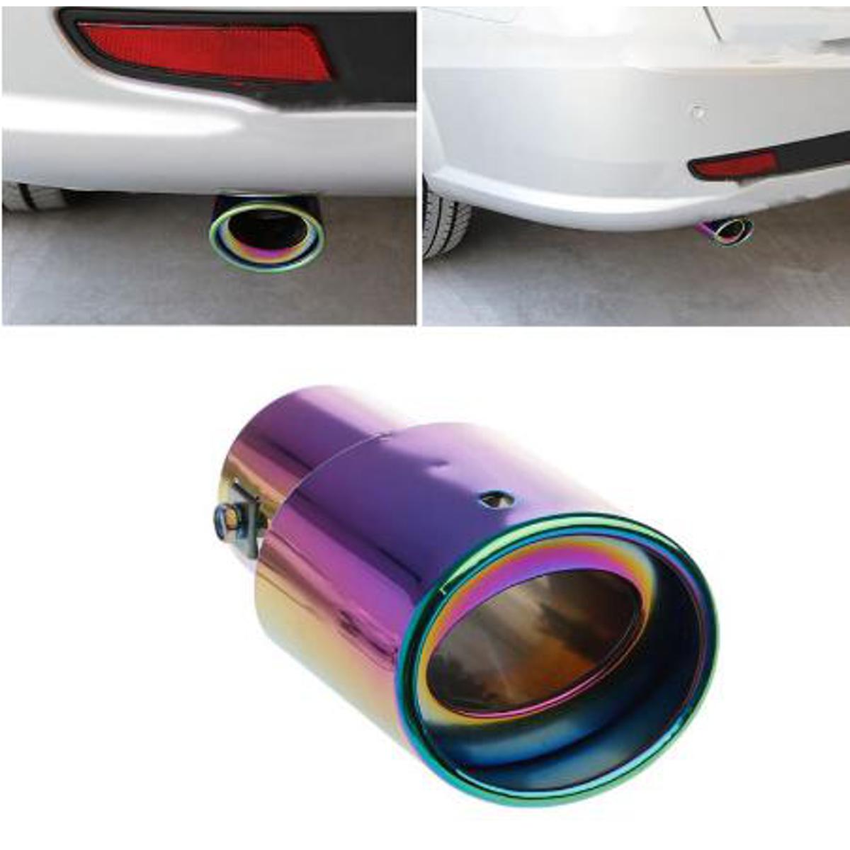 Picture of 1Pc Colorful Universal Stainless Steel Car Rear Round Exhaust Pipe Tail Throat Muffler Tip