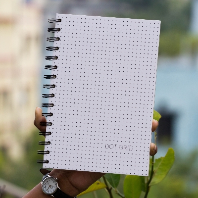 Picture of Designer Series White Dot Print Spiral Dotted Grid Notebook