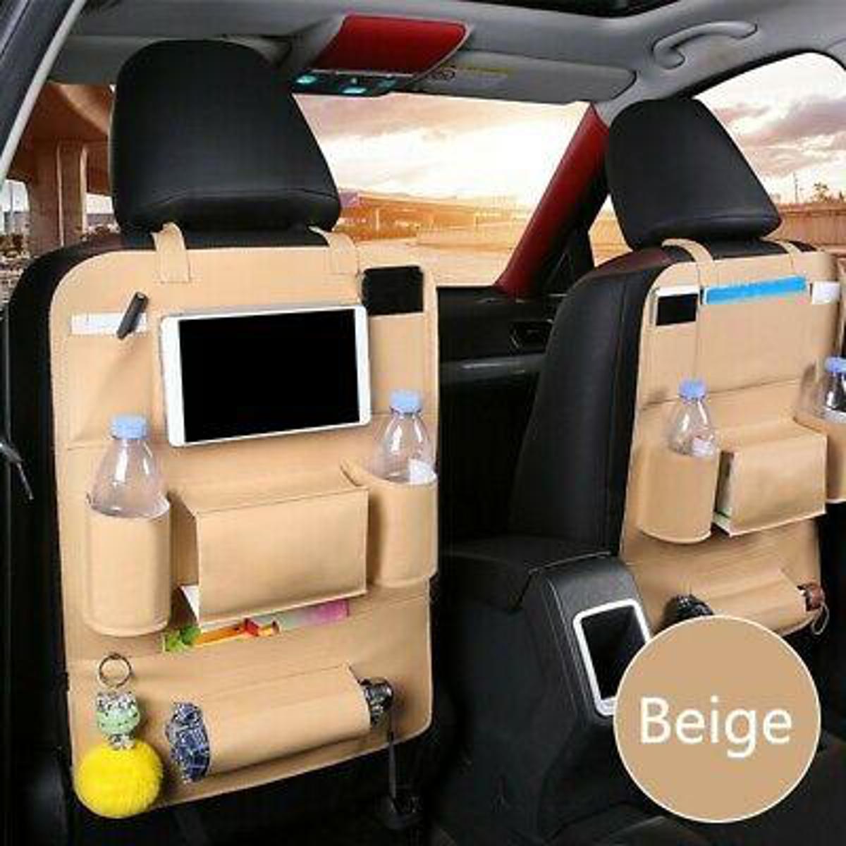 Picture of Car Organizer Car Seat Back Storage Bag Travel Box Multi-pocket PU Leather Backseat Hanger Auto Accessories Interior Stowing 2 pcs