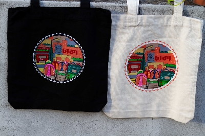 Picture of Sevendays Dhaka(Round) Black & White Canvas Tote Bag 2-Pack
