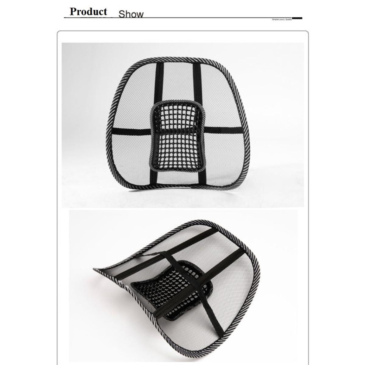 Picture of Car Seat Back Support Massage Design Black Mesh Lumbar Pads Ventilate Auto Seat Cushion Cool Office Chair Pad Wrist Protectors
