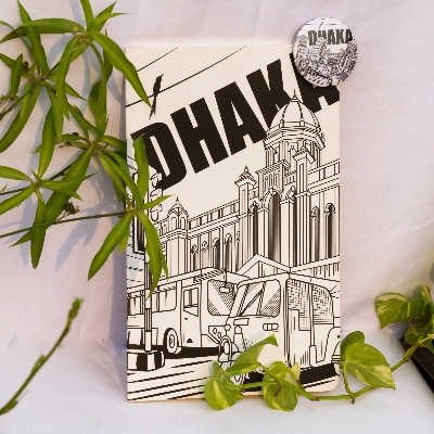 Picture of Dhaka (Line) White Cover Notebook with Badge (SN202309382)
