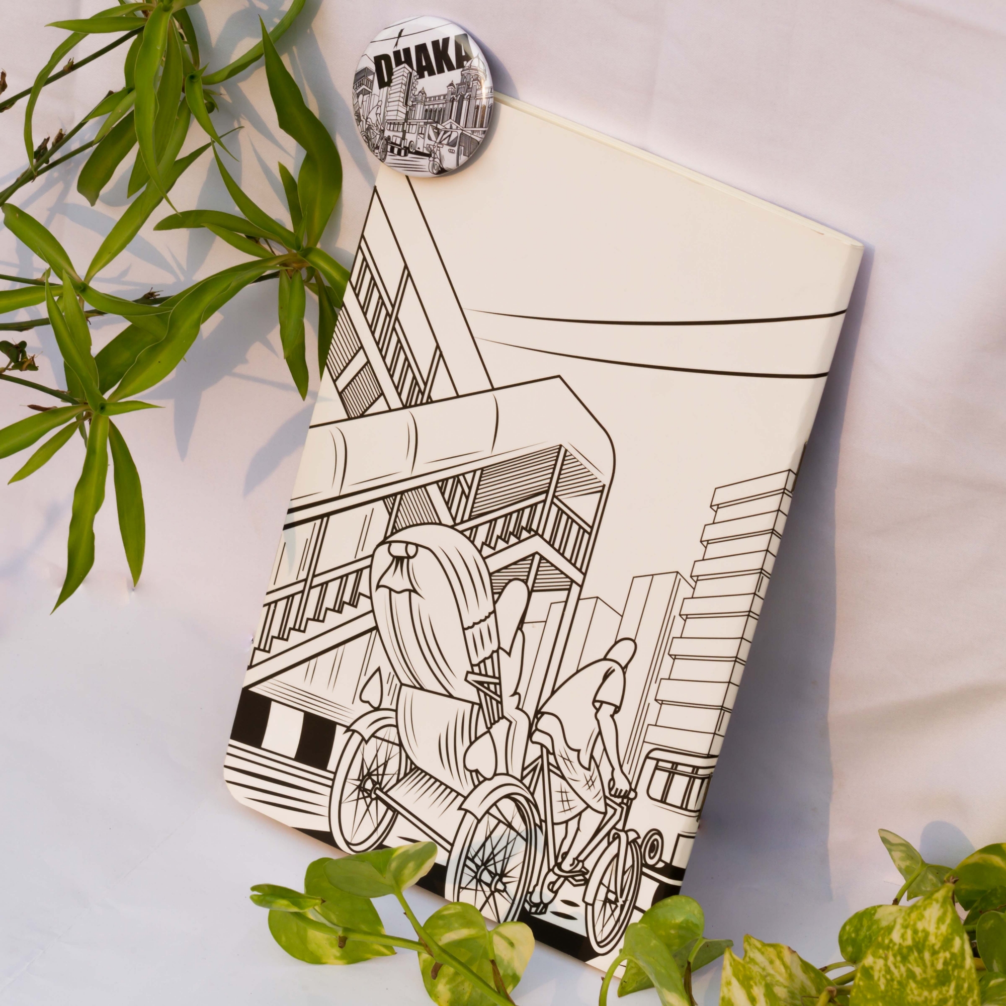 Picture of Dhaka (Line) White Cover Notebook with Badge (SN202309382)