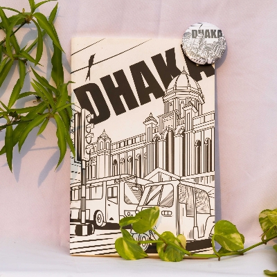 Picture of Dhaka (Line) White Cover Notebook with Badge (SN202309382)
