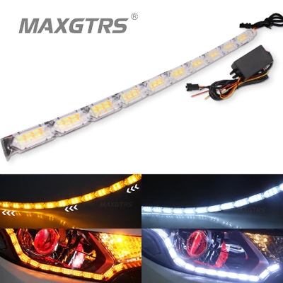 Picture of MODERN CAR 2x Crystal Strip Lamp Tears Flexible White Yellow Switchback LED Day Lights Sequential DRL Flowing Turn Signal Light