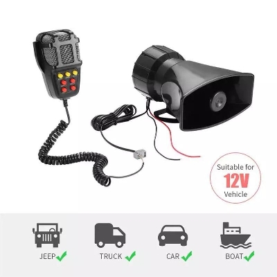 Picture of Tone Sound Car Emergency Siren Car Siren Horn Mic PA Speaker System Emergency Amplifier Hooter 12V 100W