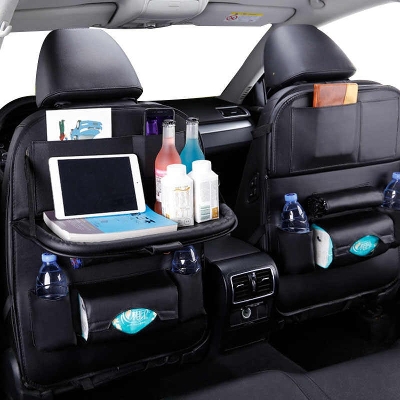 Picture of Car Seat Back Organizer Pu Leather Pad Bag Car Storage Organizer Foldable Table Tray Travel Storage Bag Auto Accessories 2 pcs