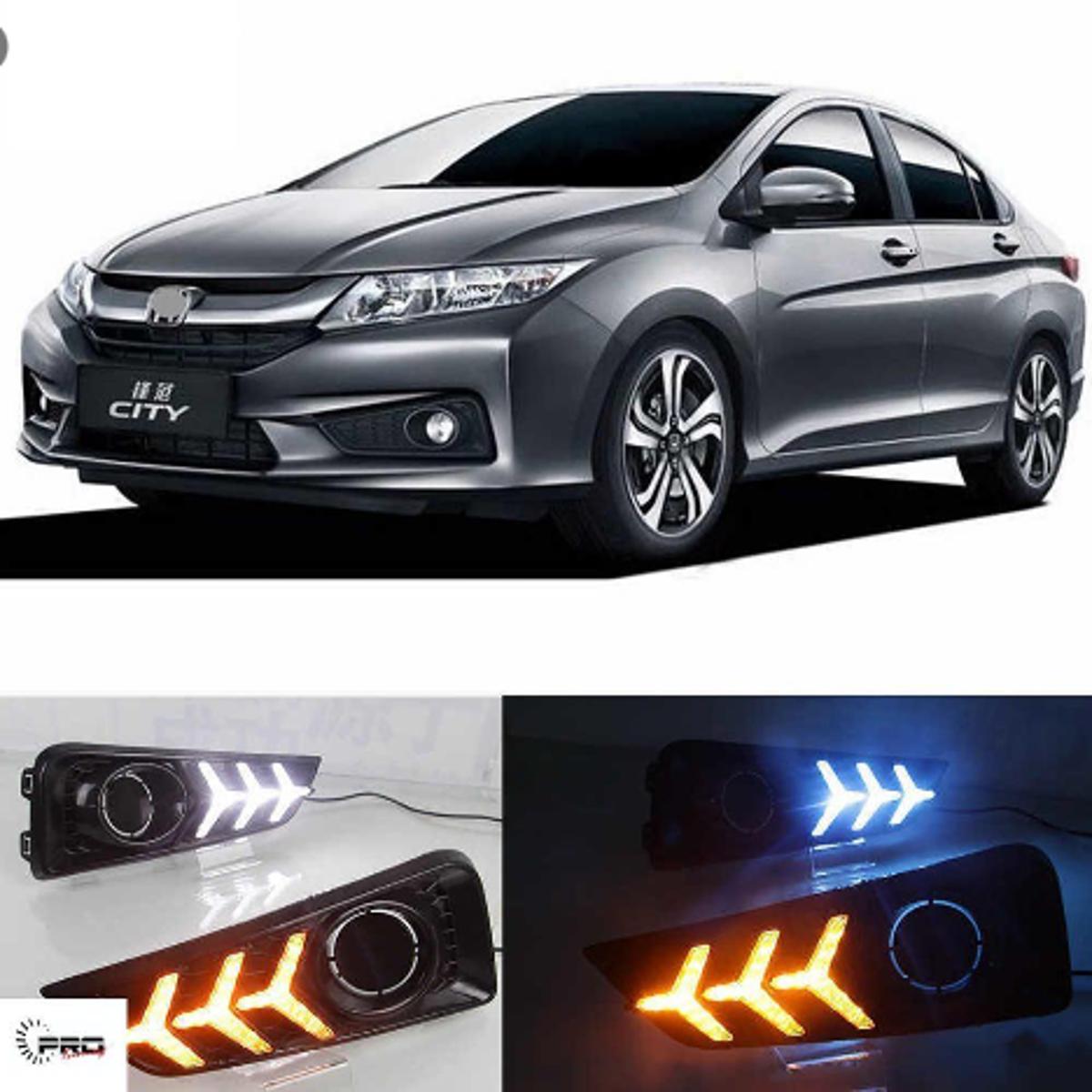 Picture of CSCSNL 1 Pair For Honda City Grace 2015 2016 2017 LED Daytime Running Light Yellow Turn Signal Relay Waterproof 12V DRL Fog Lamp