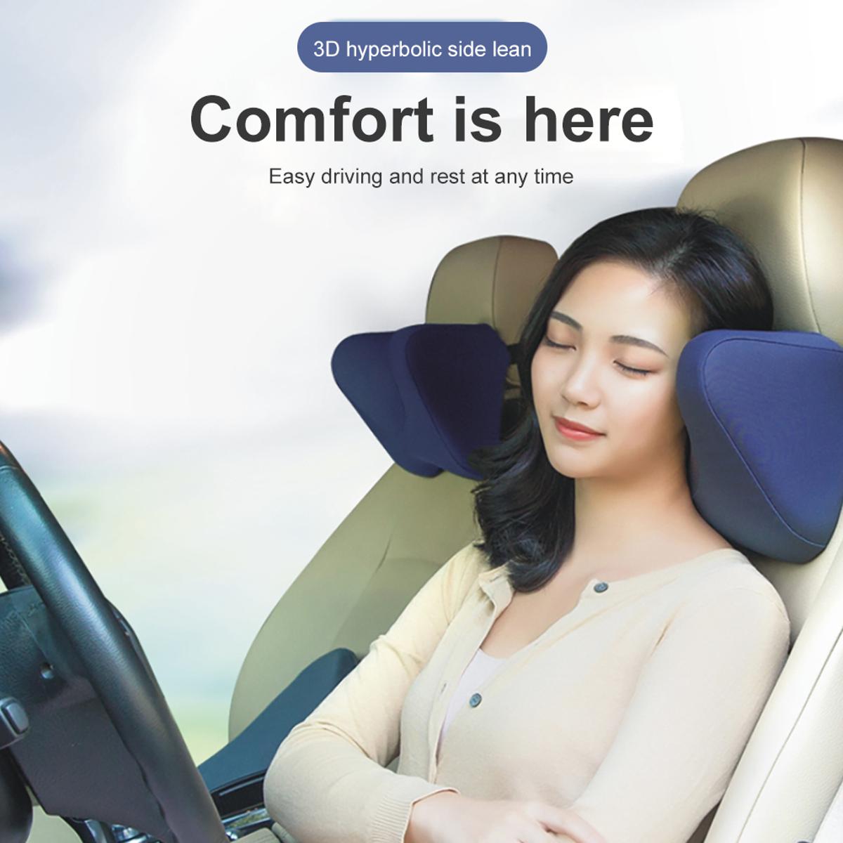 Picture of 1 PCs Car Headrest Neck Pillow Seat Chair Auto Memory Foam Cotton Mesh Cushion Fabric Cover Soft Head Rest Travel Office Support
