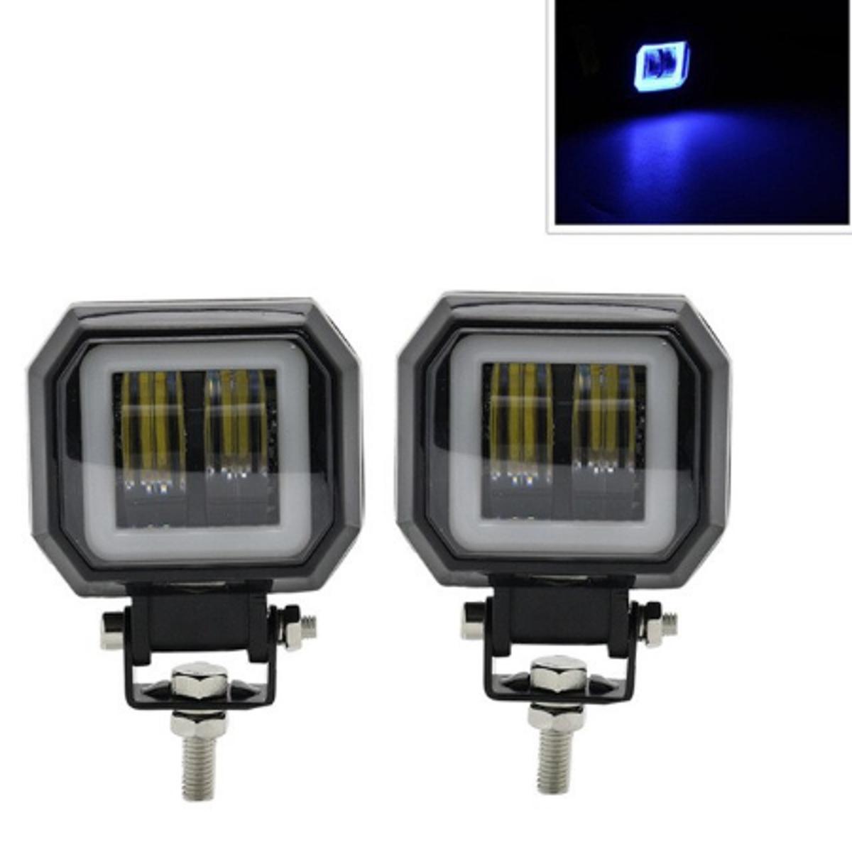 Picture of 1pair 3Inch 12V 24V 6500K 40W Waterproof Square LED Portable Spotlights Angel Eyes Light Bar Offroad Car Boat led Work Light