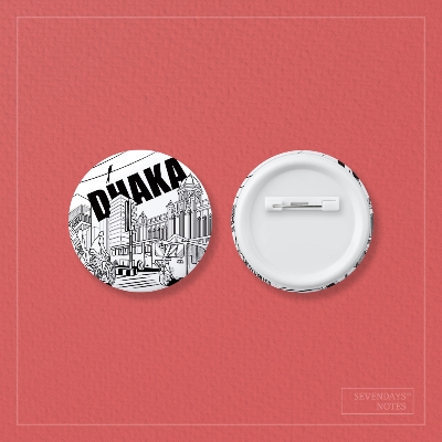 Picture of Dhaka Line White Button Pin Badge - 10 Pcs