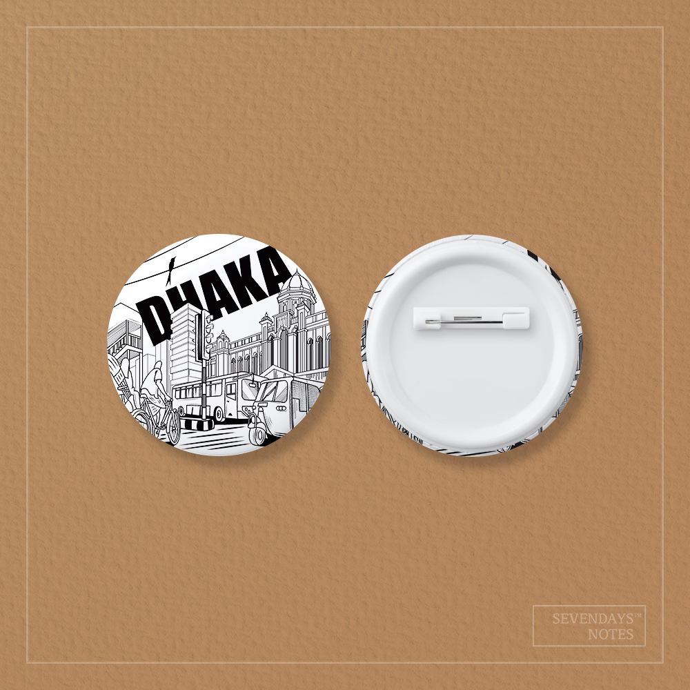 Picture of Dhaka Line White Button Pin Badge - 10 Pcs