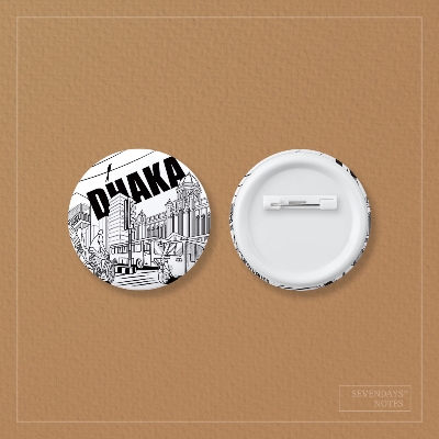Picture of Dhaka Line White Button Pin Badge - 10 Pcs