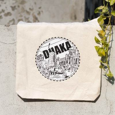 Picture of Sevendays Line White (Round) Canvas Tote Bag