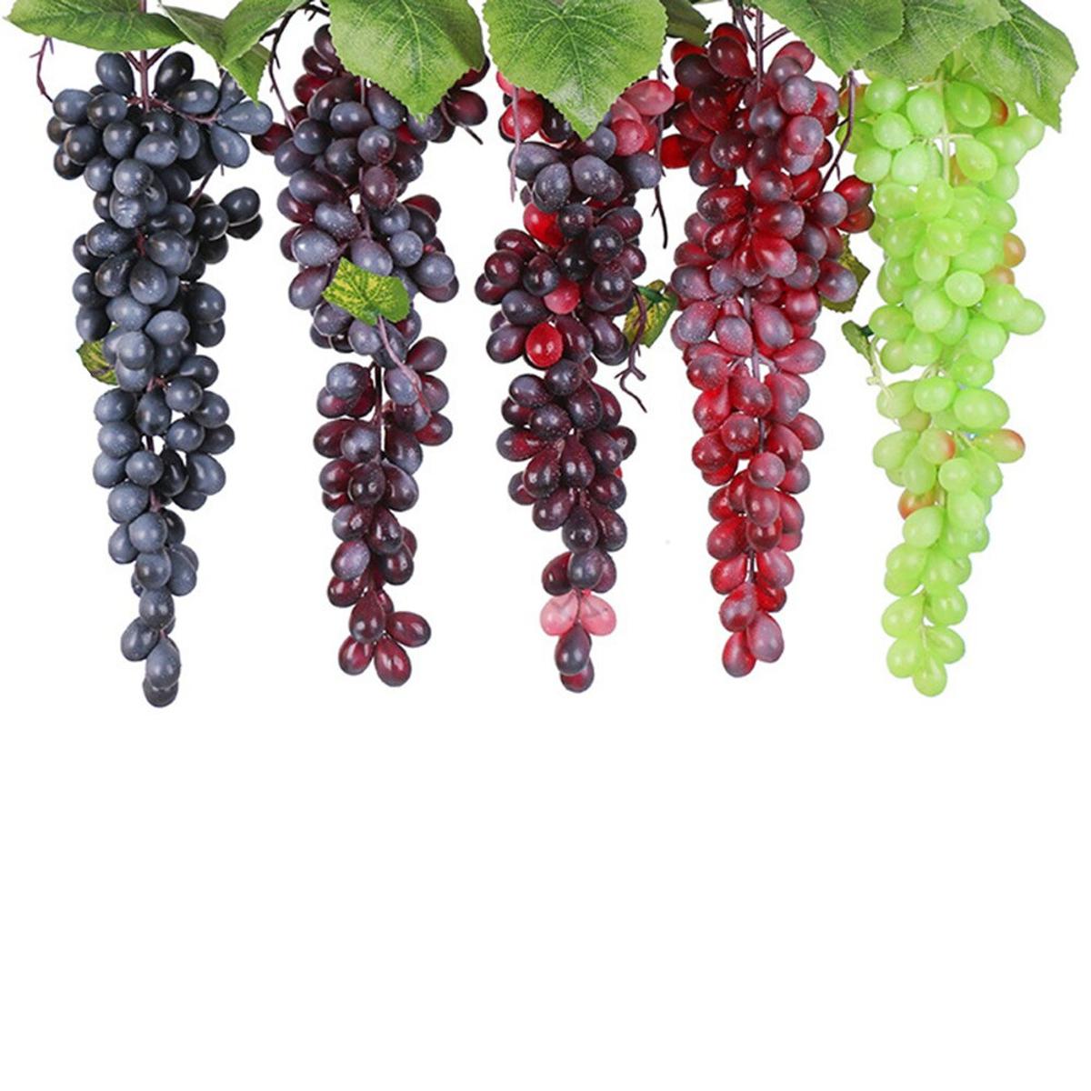 Picture of 1pcs Artificial Grape Bunch Fruit Artificial Grape DIY Plastic Fake Fruit Christmas Home Wedding Decoration Simulation Fruit green