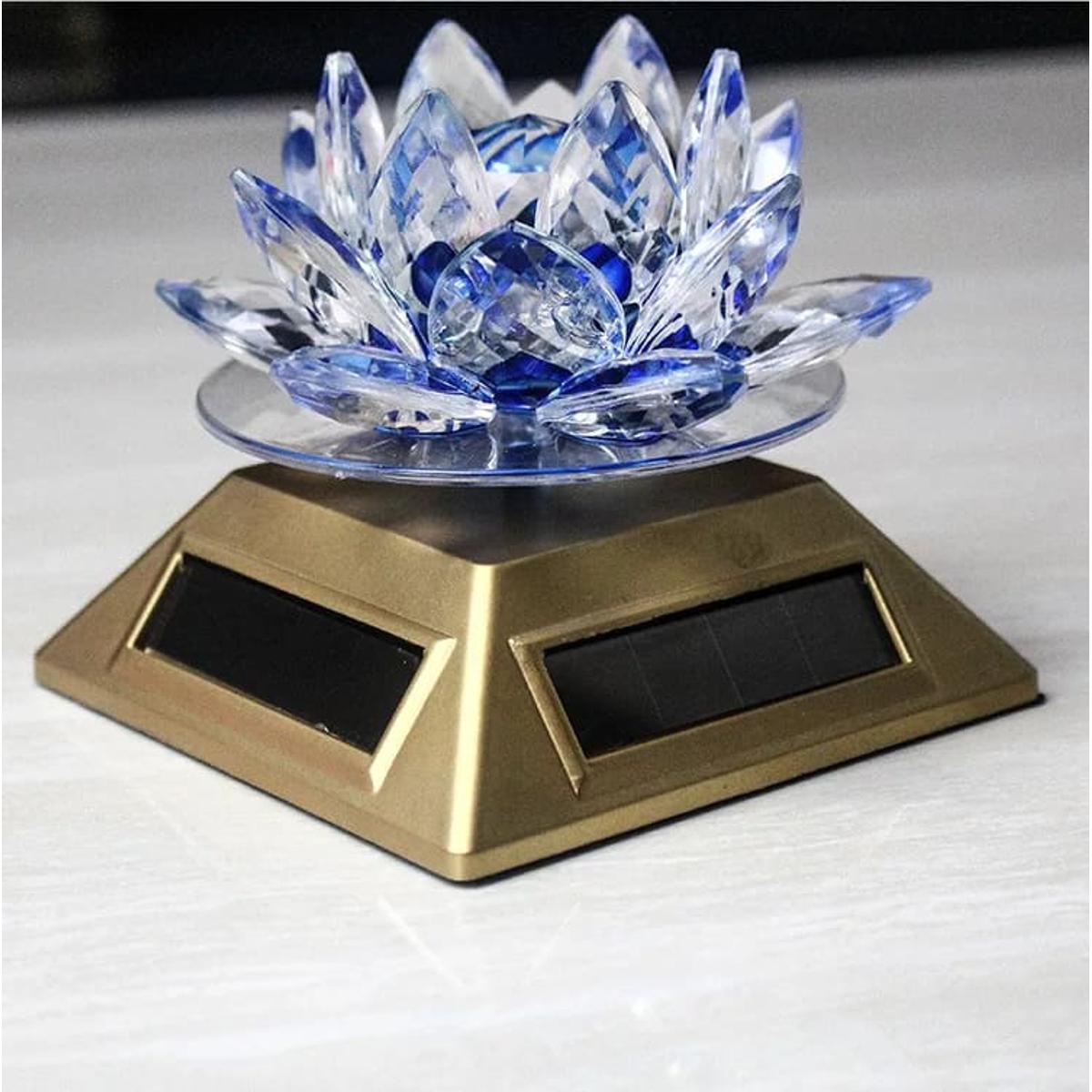 Picture of Solar Energy Crystal Lotus Flower Decoration Blue Green Purple Yellow (Showpies Valentine Gift)