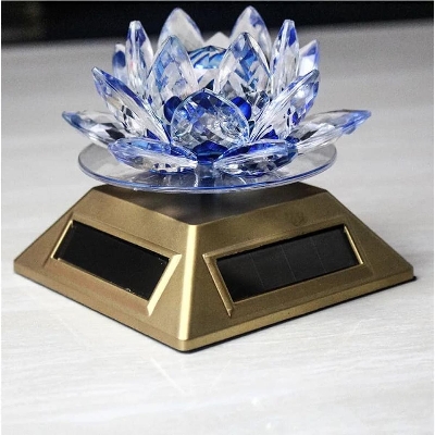 Picture of Solar Energy Crystal Lotus Flower Decoration Blue Green Purple Yellow (Showpies Valentine Gift)