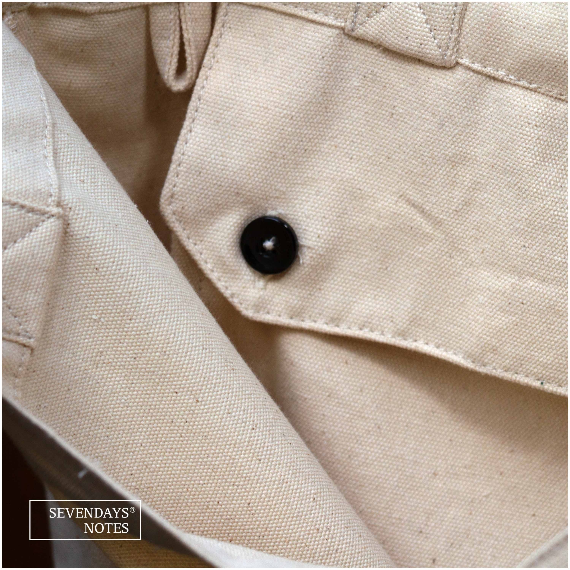 Picture of Sevendays Dhaka Line (Brown Print Round) White Canvas Tote Bag with Inside Pocket