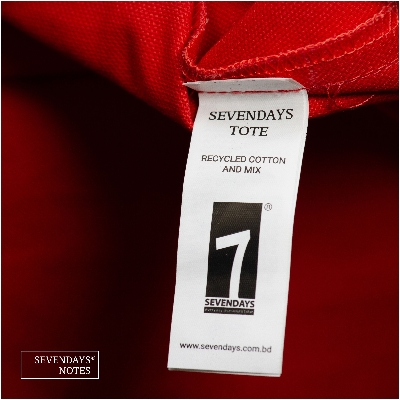 Picture of Sevendays Dhaka Line (Black Print Round) White Canvas Tote Bag with Inside Pocket