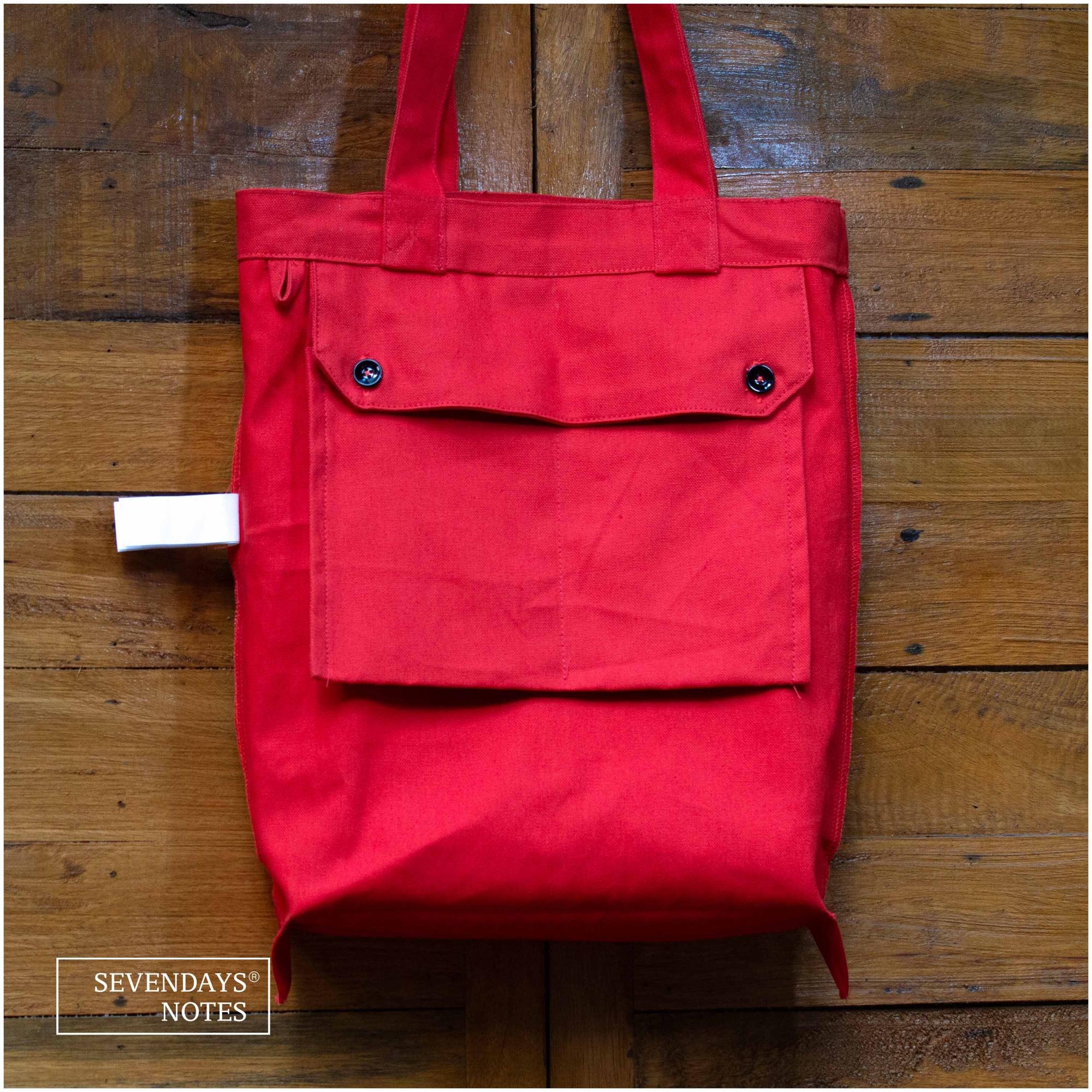 Picture of Sevendays Dhaka Line (Black Print Round) Orange Canvas Tote Bag with Inside Pocket