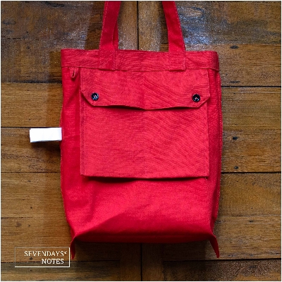 Picture of Sevendays Dhaka Line (Black Print Round) Orange Canvas Tote Bag with Inside Pocket