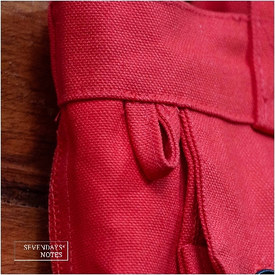 Picture of Sevendays Dhaka Line (Black Print Round) Orange Canvas Tote Bag with Inside Pocket