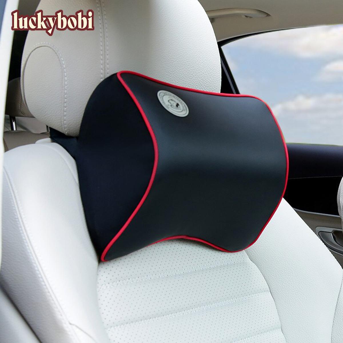 Picture of Car Neck Pillow 3D Memory Foam Cushion Washable Head Support Leather Car Seat Pillows Back Cushion for Office Chair - Black